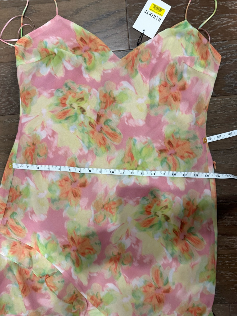 Bardot Pastel Floral Slip Maxi Dress with Ruffle Hem and Slit - Picture 12 of 16
